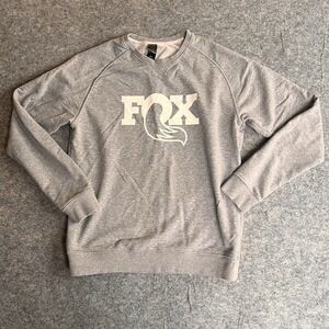 FOX All Day‎ Crewneck Sweatshirt Mens Medium Heather Gray White Logo Motorcycle